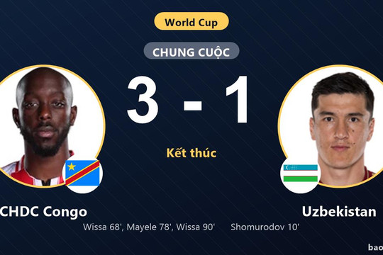 CHDC Congo 3-1 Uzbekistan: CHDC Congo giành chiến thắng