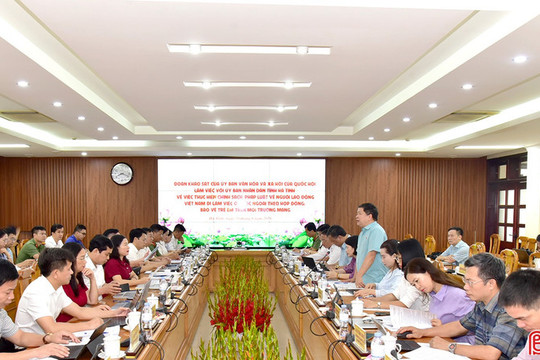 Đoàn khảo sát Ủy ban Văn hóa và Xã hội của Quốc hội làm việc với UBND tỉnh