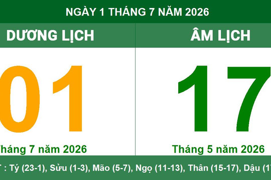 Lịch âm dương ngày 1/7/2026: Xem giờ hoàng đạo và những lưu ý quan trọng