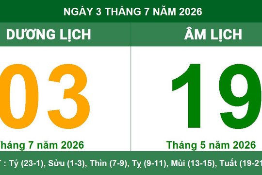 Lịch Âm Dương ngày 03/07/2026: Giờ hoàng đạo và những lưu ý phong thủy