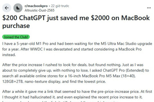 Giải mã cách tiết kiệm 2.000 USD khi mua MacBook Pro M5 Max nhờ ChatGPT Pro