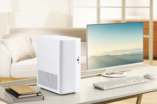 Asus V500 Mini Tower: PC mini thiết kế vân gỗ và sức mạnh từ chip AMD Ryzen