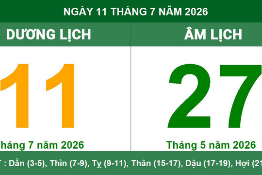 Lịch Âm Dương ngày 11/7/2026: Giờ hoàng đạo và những lưu ý phong thủy quan trọng