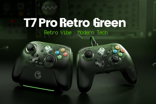 GameSir T7 Pro Retro Green: Tay cầm phong cách Xbox cổ điển tích hợp công nghệ TMR và Hall Effect
