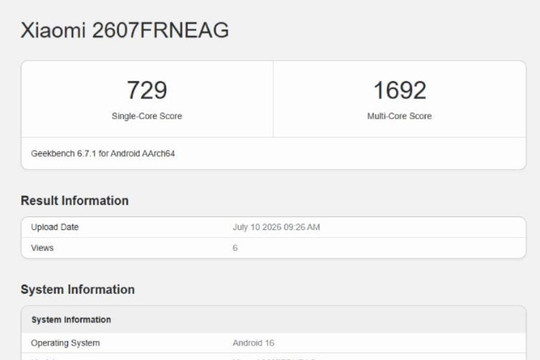 Redmi 17C 5G lộ diện trên Geekbench: Chip Dimensity 6300 và chiến lược tái sử dụng cấu hình của Xiaomi