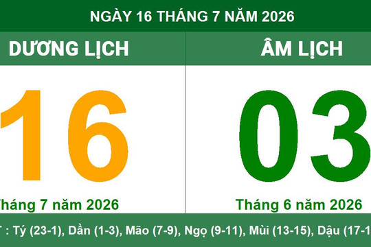 Lịch Âm Dương ngày 16/7/2026: Ngày Tốc Hỷ mang lại tin vui và tài lộc