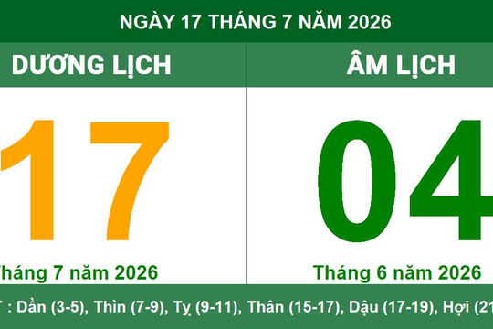 Lịch Âm Dương ngày 17/7/2026: Xem giờ hoàng đạo và những lưu ý phong thủy cần thiết