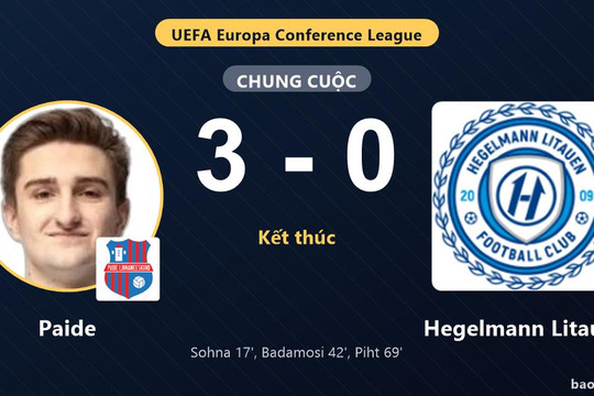 Paide 3-0 Hegelmann Litauen: Paide giành chiến thắng