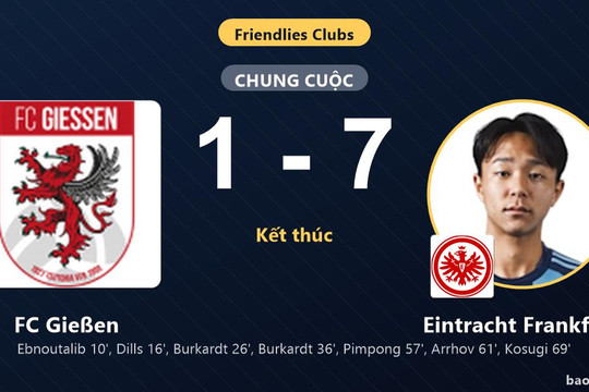 FC Gießen 1-7 Eintracht Frankfurt: Eintracht Frankfurt giành chiến thắng