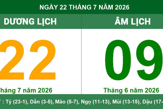 Lịch Âm Dương ngày 22/7/2026: Giờ hoàng đạo và những lưu ý quan trọng
