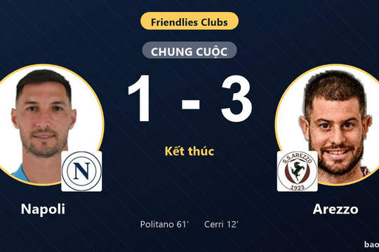 Napoli 1-3 Arezzo: Arezzo giành chiến thắng