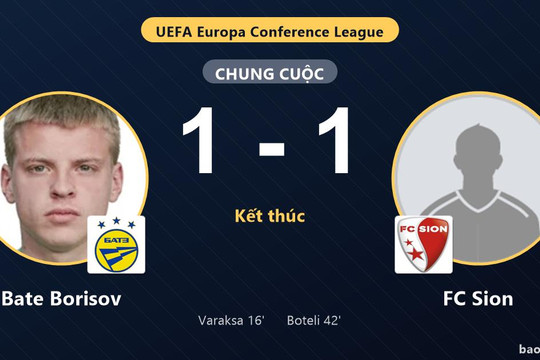 Bate Borisov 1-1 FC Sion: Hai đội chia điểm