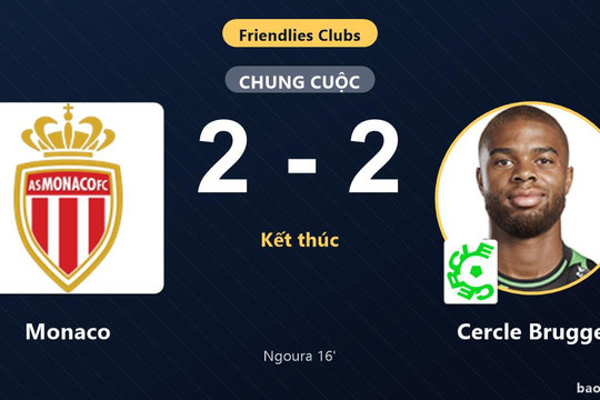 Monaco 2-2 Cercle Brugge: Hai đội chia điểm
