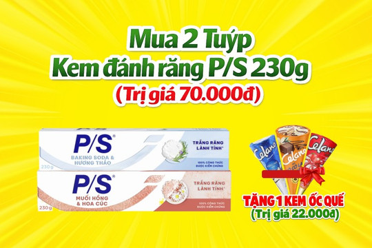 Mua 2 kem đánh răng P/S tặng ngay nước ngọt 1.5L hoặc kem ốc quế tại Bách hóa XANH