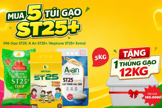 Cách mua gạo ST25 giá ưu đãi và nhận miễn phí thùng đựng gạo 12kg tại Bách hóa XANH