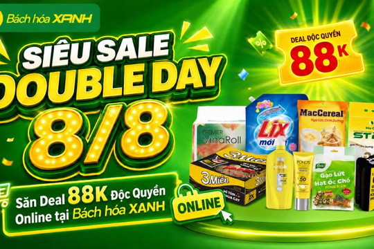 Cách săn hàng nghìn deal 88K độc quyền online dịp Double Day 8/8 tại Bách hóa XANH