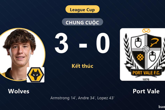 Wolves 3-0 Port Vale: Wolves giành chiến thắng