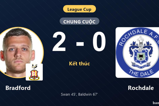 Bradford 2-0 Rochdale: Bradford giành chiến thắng