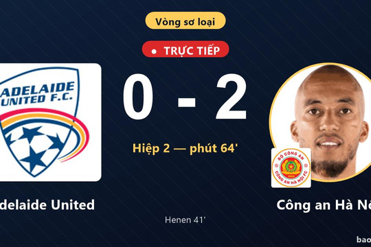 Trực tiếp Adelaide United vs Công an Hà Nội: Công an Hà Nội nhân đôi cách biệt