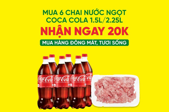 Mẹo săn phiếu mua hàng 20.000 đồng khi mua 6 chai Coca-Cola online Bách hóa XANH