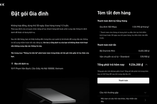 Starlink mở bán Internet vệ tinh tại Việt Nam: Giá gói cước từ 1,13 triệu đồng mỗi tháng