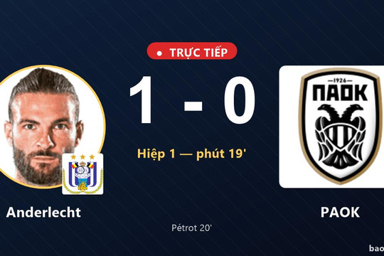 Trực tiếp Anderlecht vs PAOK: Anderlecht mở tỷ số