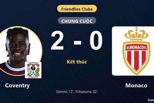 Coventry 2-0 Monaco: Coventry giành chiến thắng