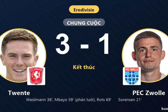 Twente 3-1 PEC Zwolle: Twente giành chiến thắng