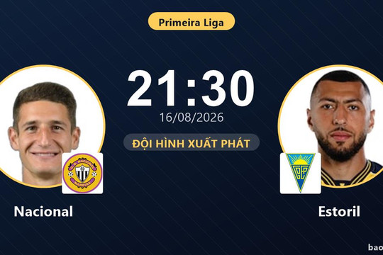 Trực tiếp Nacional vs Estoril: Đội hình xuất phát