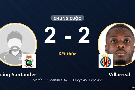 Racing Santander 2-2 Villarreal: Hai đội chia điểm
