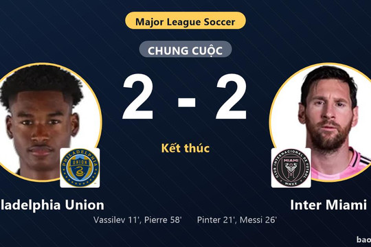 Philadelphia Union 2-2 Inter Miami: Hai đội chia điểm