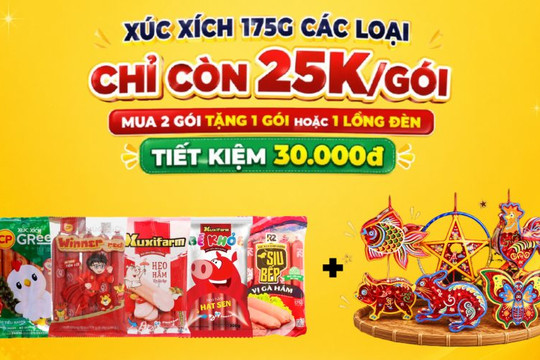Cách săn ưu đãi mua 2 tặng 1 xúc xích nhận ngay lồng đèn Trung Thu cho bé tại Bách hóa XANH