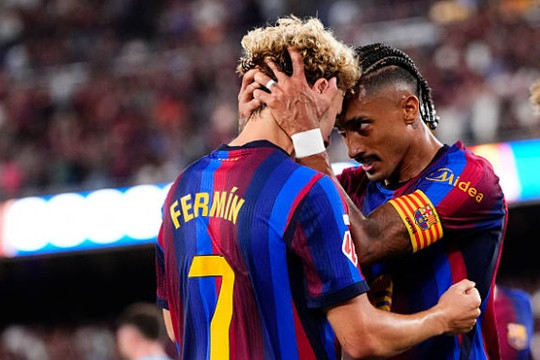 Barcelona đánh bại Athletic Club 2-0: Raphinha và Fermin Lopez đưa chủ nhà lên đỉnh bảng