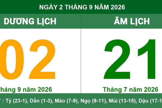 Lịch Âm Dương ngày 02/09/2026: Tra cứu khung giờ hoàng đạo và hướng xuất hành đón tài lộc