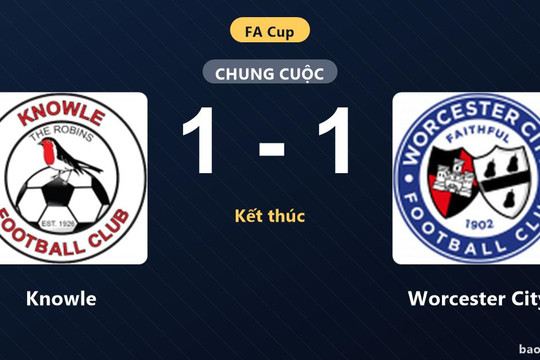 Knowle 1-1 Worcester City: Hai đội chia điểm