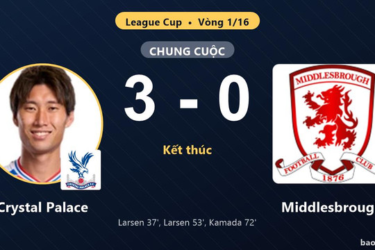 Crystal Palace 3-0 Middlesbrough: Crystal Palace giành chiến thắng