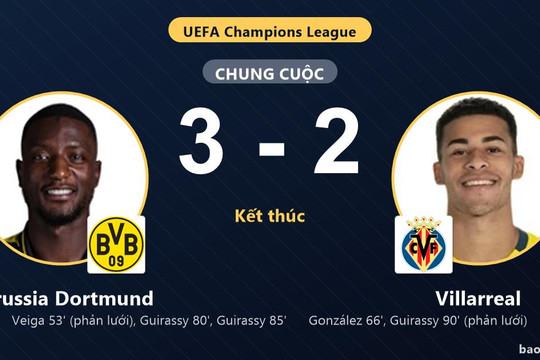 Borussia Dortmund 3-2 Villarreal: Borussia Dortmund giành chiến thắng