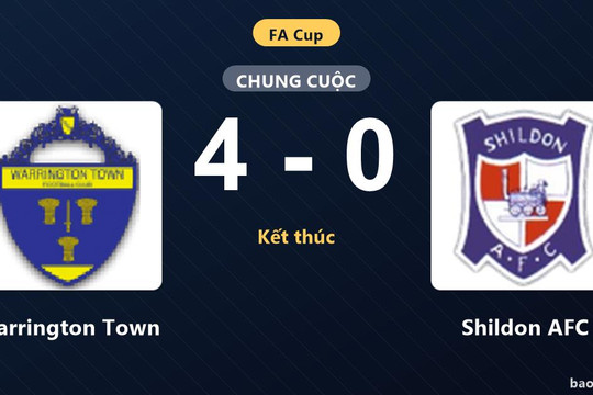 Warrington Town 4-0 Shildon AFC: Warrington Town giành chiến thắng