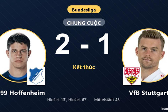1899 Hoffenheim 2-1 VfB Stuttgart: 1899 Hoffenheim giành chiến thắng