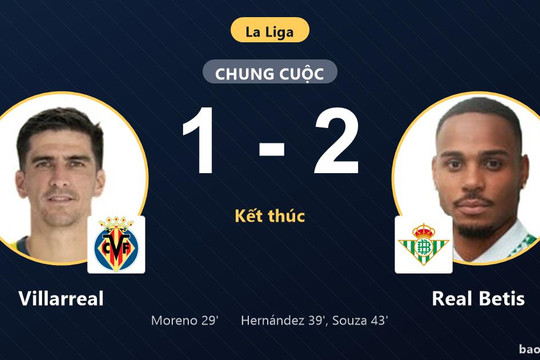 Villarreal 1-2 Real Betis: Real Betis giành chiến thắng