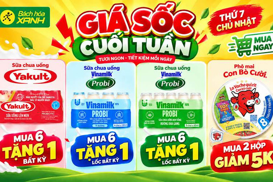Mẹo săn ưu đãi sữa chua mua 6 tặng 1 và phô mai giảm giá dịp Double Day tại Bách hóa XANH