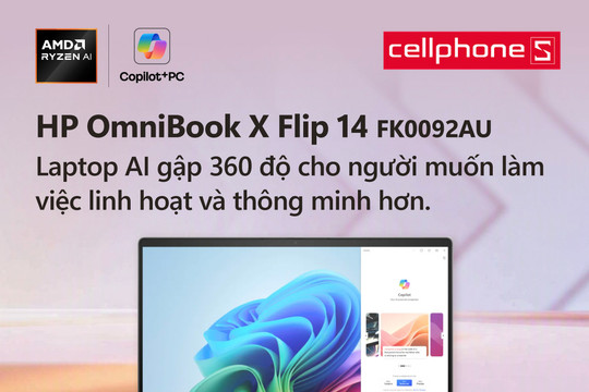Đánh giá laptop HP OmniBook X Flip 14-FK0092AU: Thiết kế xoay gập 360 độ cùng chip AI hiện đại
