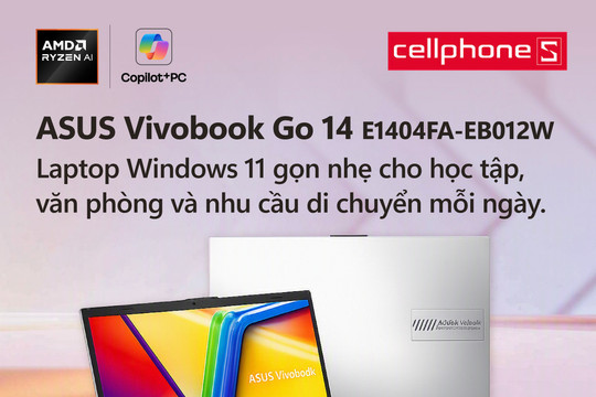 Đánh giá ASUS Vivobook Go 14 E1404FA-EB012W: Laptop văn phòng gọn nhẹ, pin bền bỉ cả ngày