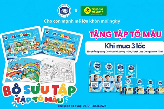 Cách nhận ngay tập tô màu cho bé khi mua 3 lốc sữa Dutch Lady tại Bách hóa XANH tiện lợi
