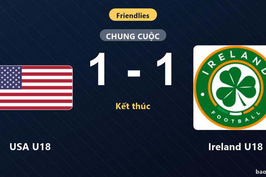 USA U18 1-1 Ireland U18: Hai đội chia điểm