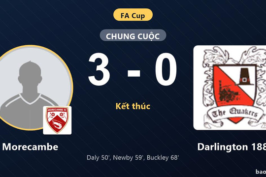 Morecambe 3-0 Darlington 1883: Morecambe giành chiến thắng