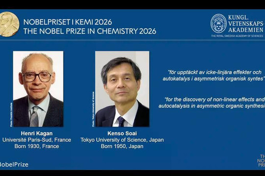 Nobel Hóa học 2026 vinh danh 2 nhà khoa học Pháp và Nhật Bản