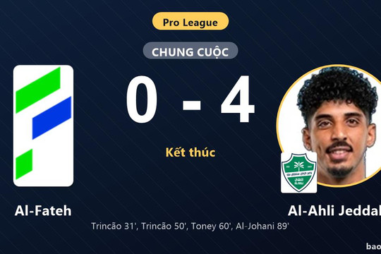 Al-Fateh 0-4 Al-Ahli Jeddah: Al-Ahli Jeddah giành chiến thắng