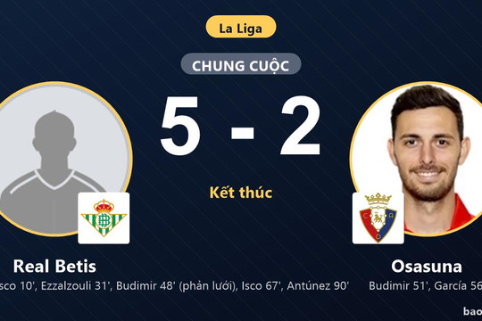 Real Betis 5-2 Osasuna: Real Betis giành chiến thắng