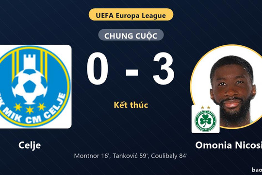 Celje 0-3 Omonia Nicosia: Omonia Nicosia giành chiến thắng